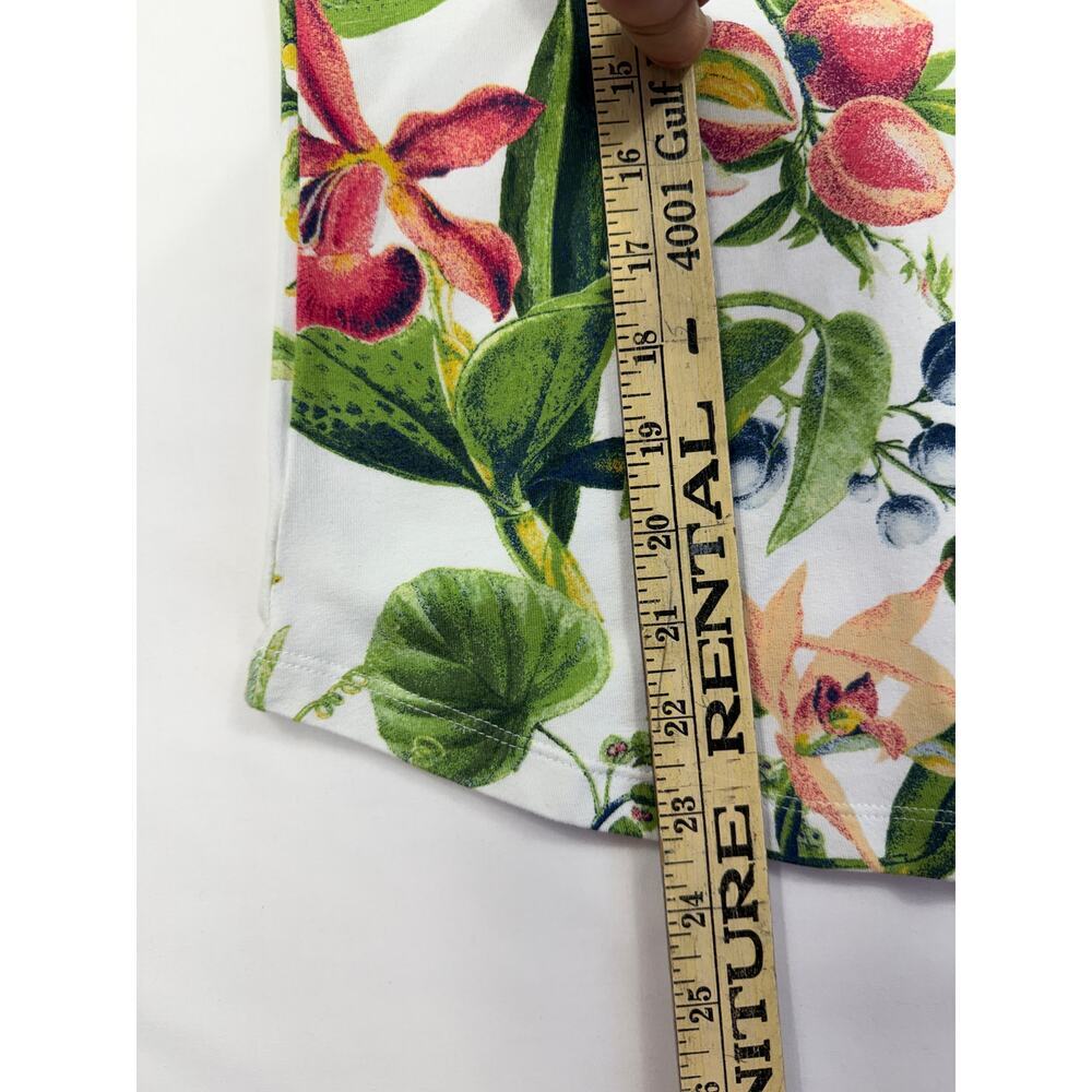 Chico's Floral Tropical Blouse size 0 US M puff sleeve square neck cotton blend - Picture 8 of 10